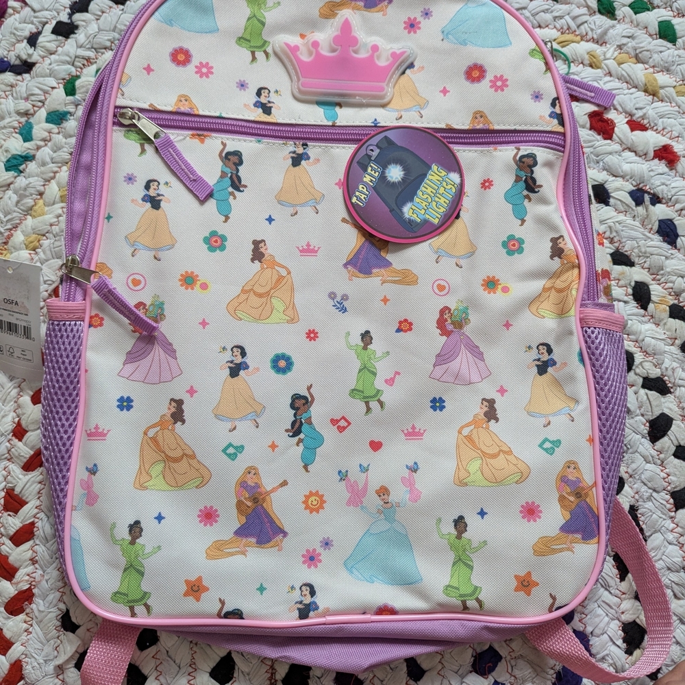 Bioworld Princess Patterned Kids Backpack - Pink and Purple